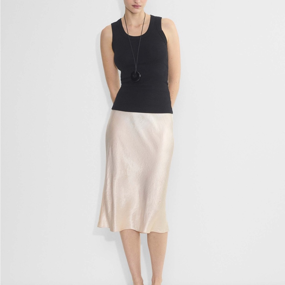 Babaton Satin Midi Skirt in Light Champagne
